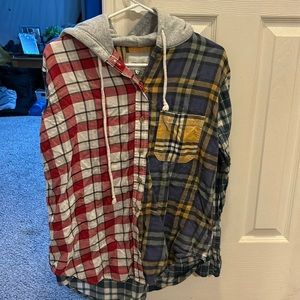 Multicolored American Eagle flannel hoodie